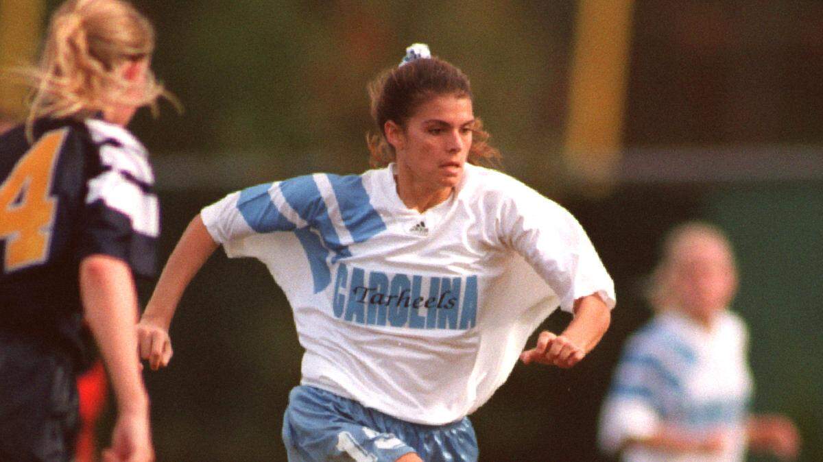 North Carolina’s Mia Hamm led the Tar Heels to four national championships.