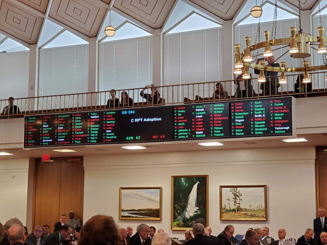 Results of the North Carolina House vote on SB 354, which would give teachers raises, on Thursday, Oct. 31, 2019.