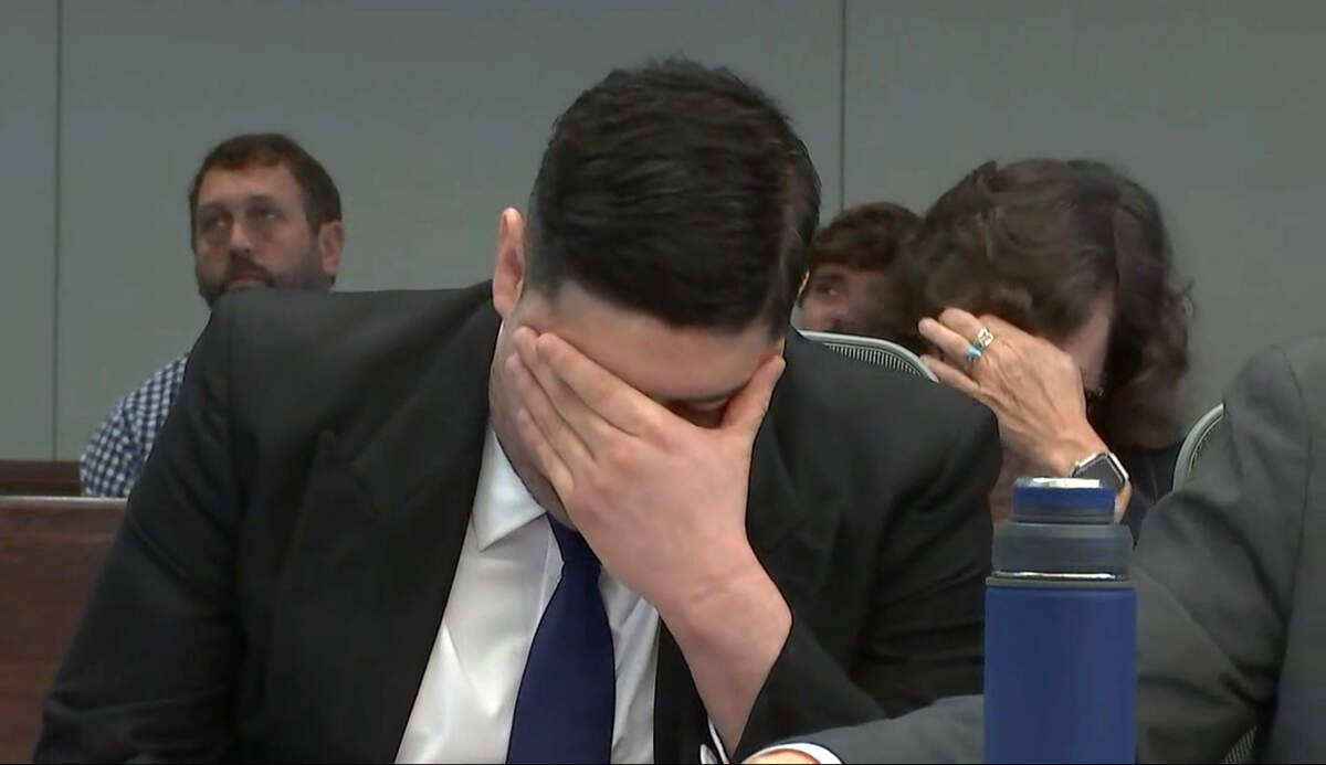 Screenshot 2026-10-09 at 10.32.33 AM.jpg Defendant Miguel Salguero-Olivares reacts as the court views evidence photos of Faith Hedgepeth projected on a screen Friday, Oct. 9, 2026 in his trial for the rape and murder of Hedgepeth.
