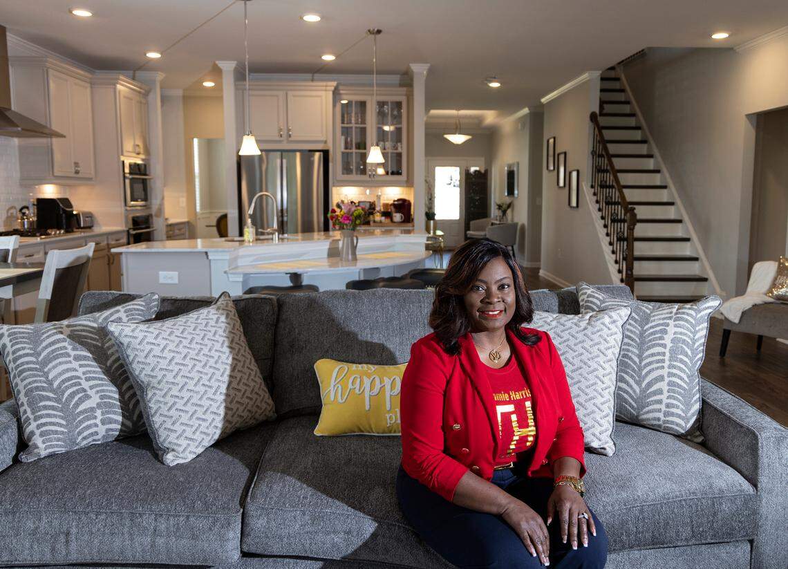 Tammie Harris is photographed at her home in Durham, N.C. on Tuesday, May 9, 2023. Harris, a real estate broker, recently moved into her seventh home.