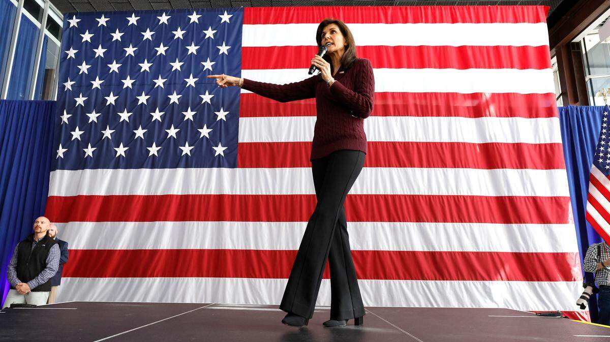 Republican presidential candidate Nikki Haley speaks during a rally at Union Station in Raleigh, N.C., Saturday, March 2, 2024.