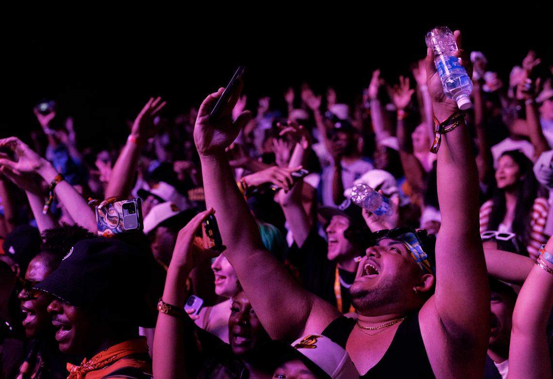 The crowd dances as music plays during the fifth Dreamville Festival on Saturday, April 5, 2025, at Dorothea Dix Park in Raleigh, N.C.