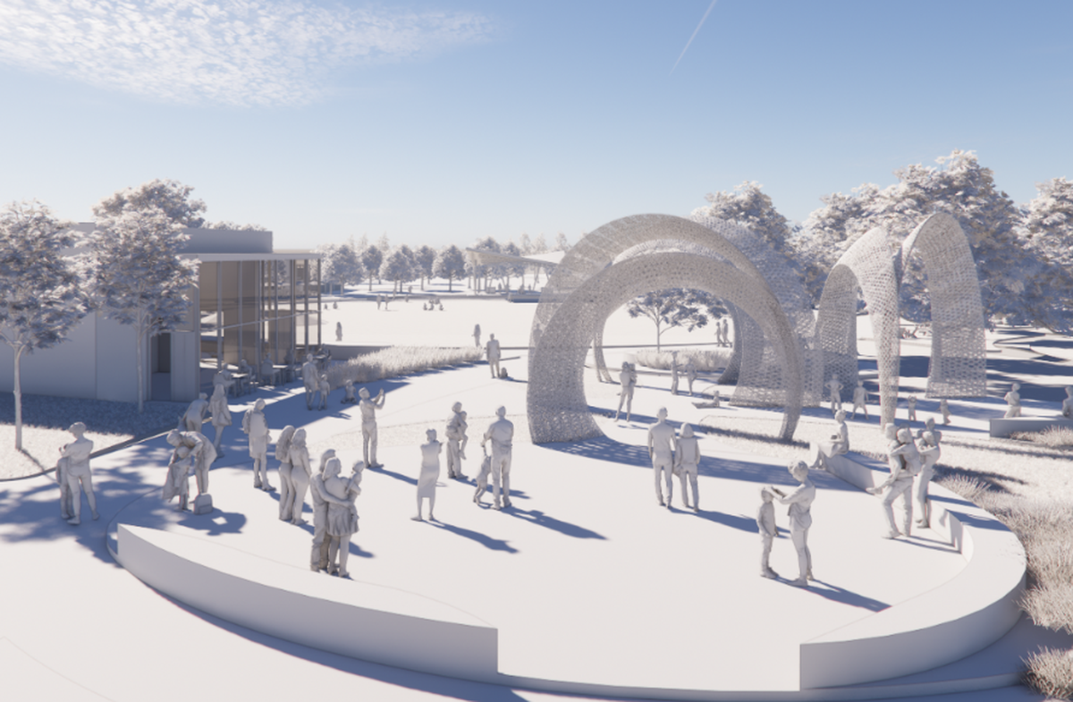 Renderings of the proposed park planned for the future Downtown Morrisville.