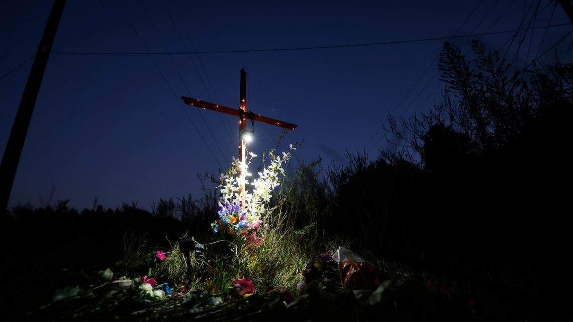 Grandfather: A cross with lights on for Lyric Woods ‘because she was afraid of the dark’