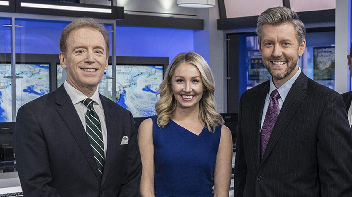 The CBS 17 Storm Team, L-R: Bill Reh, Erin Clanahan, Wes Hohenstein, Paul Heggen and Kristin Ketchell.