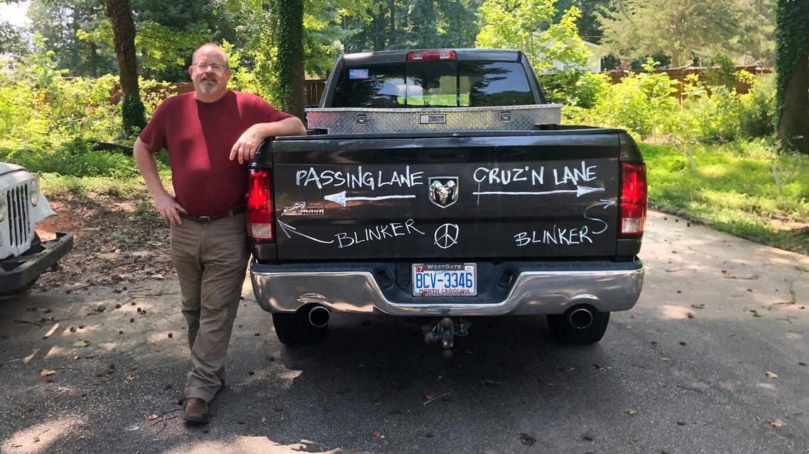 How a roadway nerd’s safety message on his pickup went viral, with the help of NCDOT