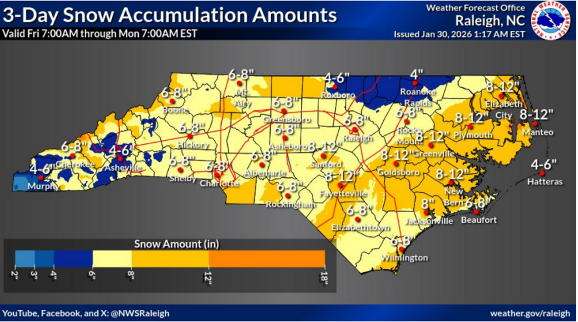 Updated forecast: How much snow will Raleigh, Durham NC get? - News Usa ...