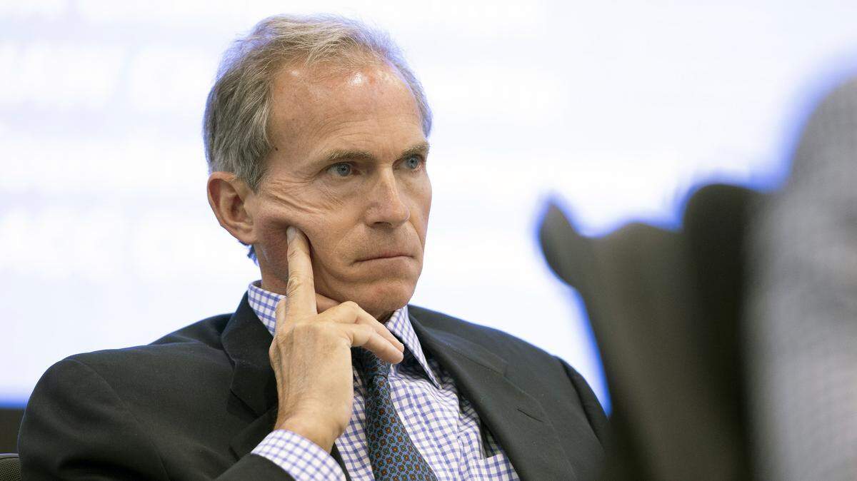 UNC Board of Trustees chair John Preyer listens during a presentation by North Carolina Athletic Director Bubba Cunningham on Wednesday, May 21, 2025 in Chapel Hill, N.C. 
