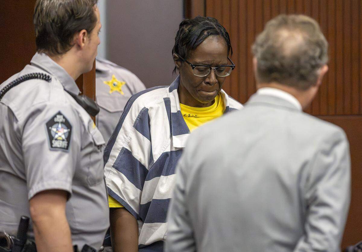 Gwendolyn White arrives for her first court appearance in the Wake County Justice Center on Tuesday, May 26, 2026 in Raleigh, N.C. White is charged with attempted murder after she allegedly shot two attorneys on Friday, May 22, 2026.