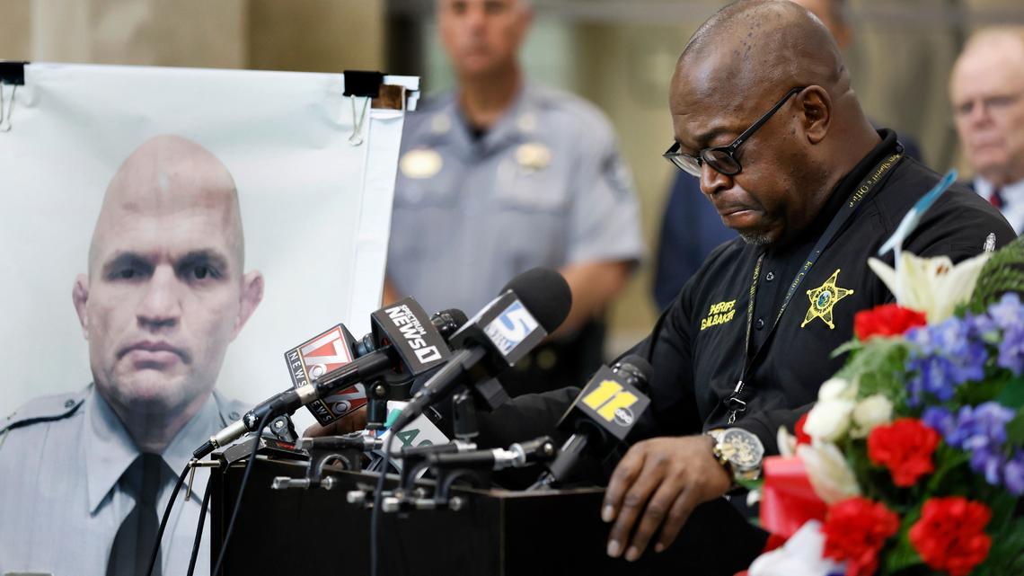 Wake County Sheriff Gerald Baker gives an update on the killing of Wake County Deputy Ned Byrd. Sheriff Baker spoke Thursday, August 18, 2022, in Raleigh, N.C.