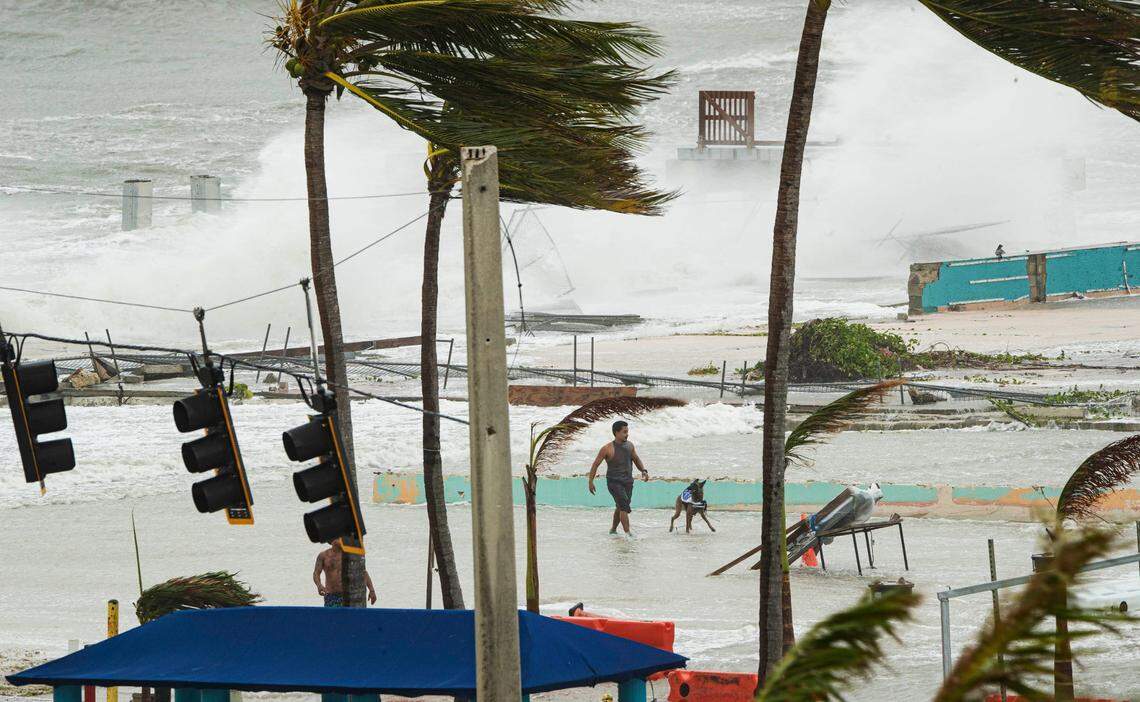 Fort Myers Beach, Fla. floods for the second time as Hurricane Helene passes by on Thursday, Sept. 26, 2024.