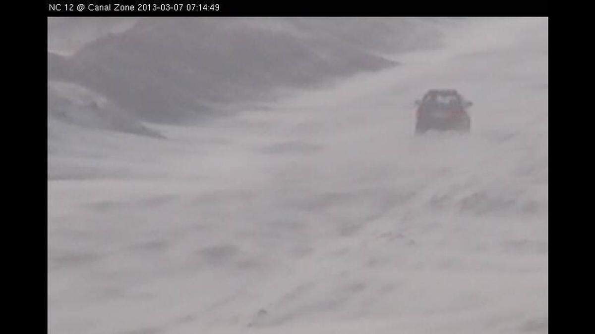 This is a photo taken of the “S-Curves” area of NC 12 by NCDOT cameras during a storm in 2013.