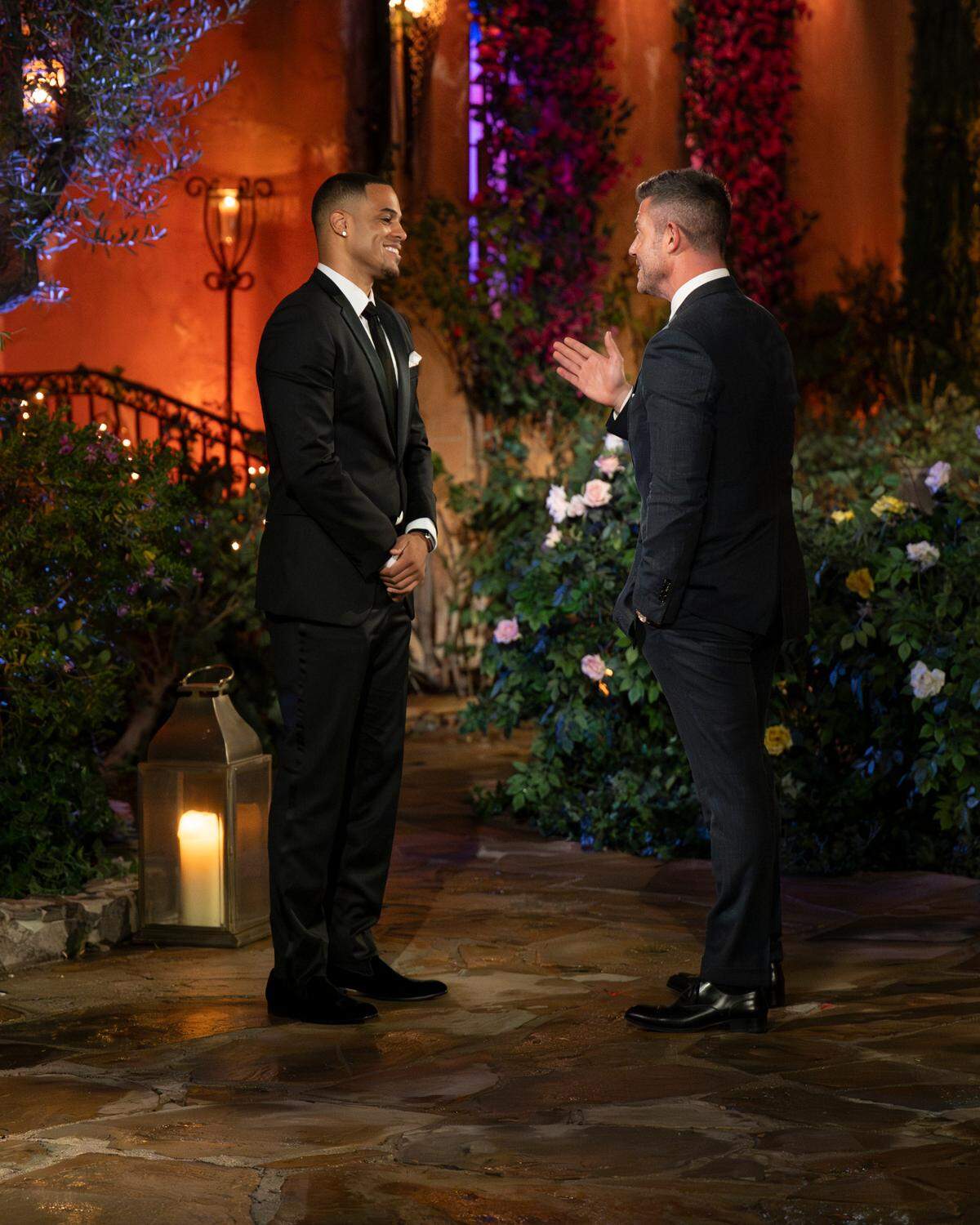 Grant Ellis and Jesse Palmer on the season premiere of “The Bachelor” on ABC.