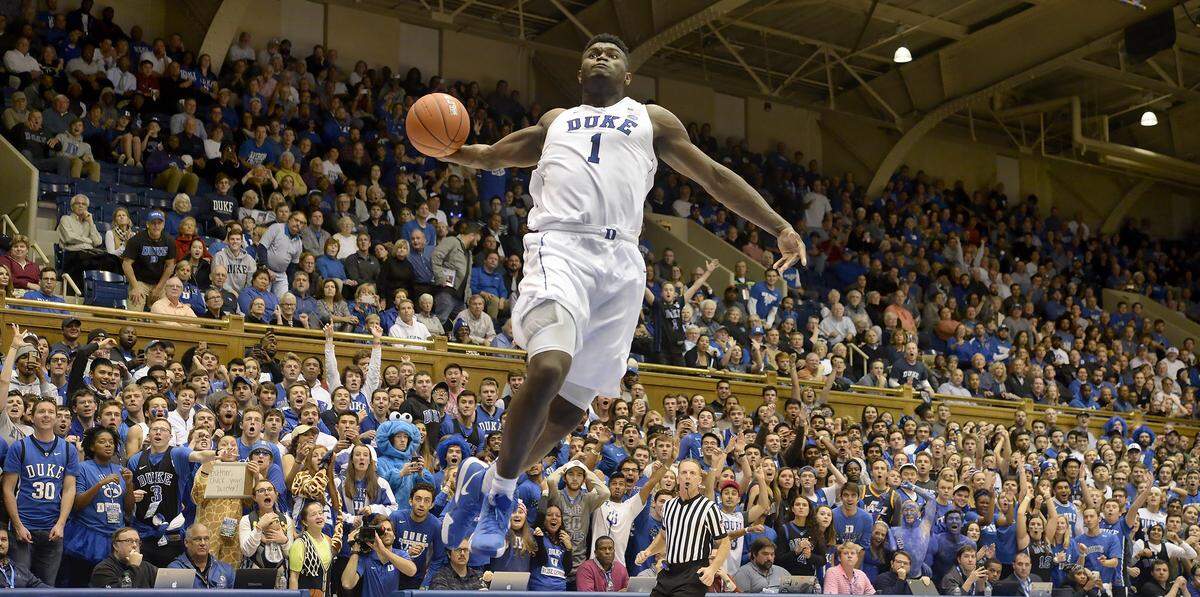 The crowd is mesmerized as Duke forward Zion Williamson (1) goes in for a thunderous dunk in the second half of play. Duke defeated Eastern Michigan 84-46 at Cameron Indoor Stadium In Durham, N.C. Wednesday, Nov. 14, 2018.