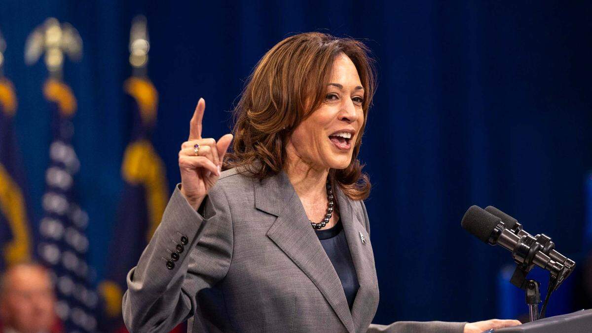 Vice President Kamala Harris delivers a speech on heath care during a campaign stop at the Chavis Community Center in Raleigh on Tuesday, March 26, 2024.
