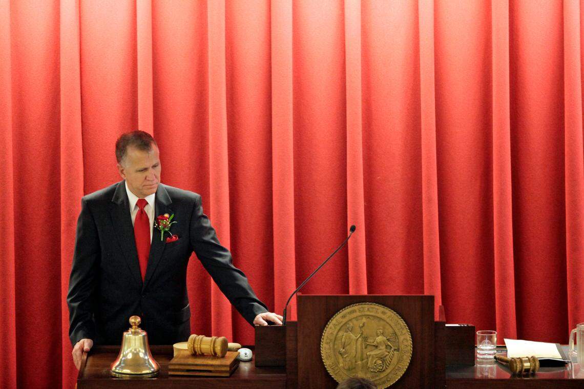 Speaker of the House Thom Tillis of Mecklenburg County, a Republican, begins his work Jan. 26, 2011, the first day of the legislature’s new session.