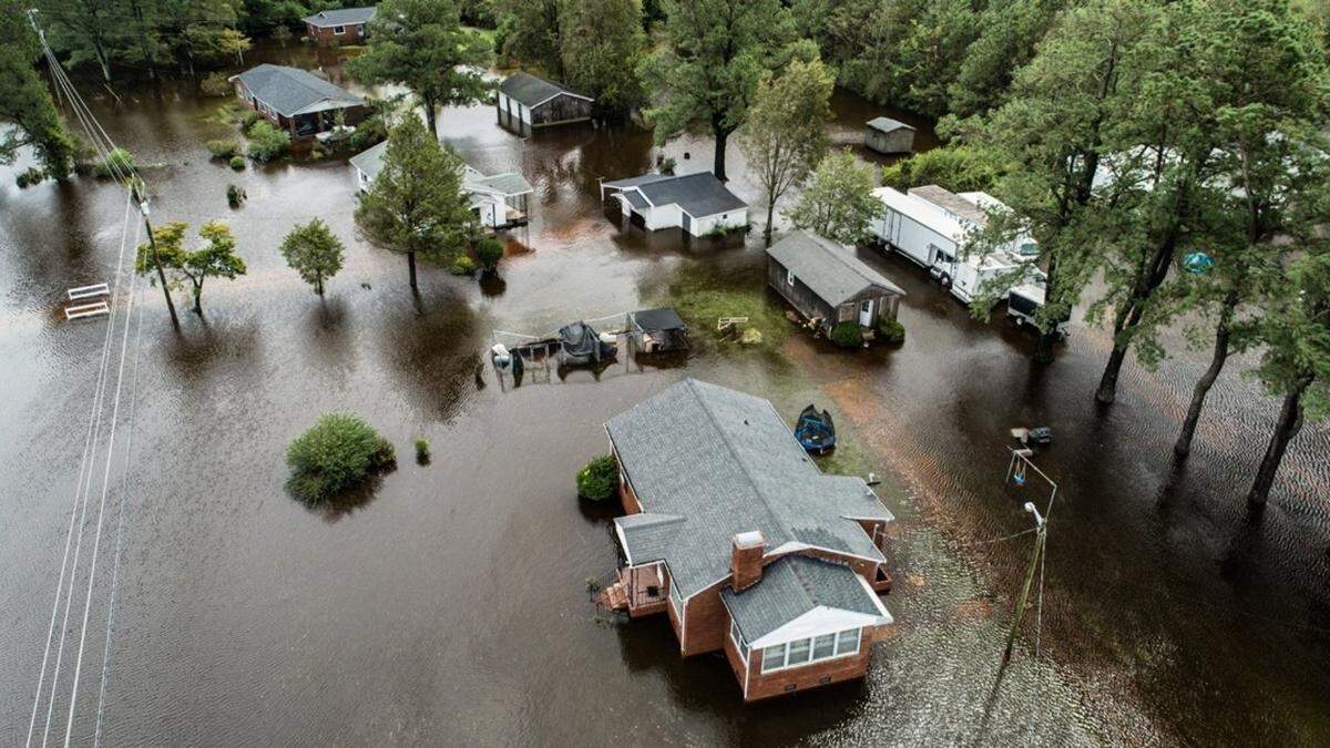 An aerial view of of flooding along Trenton Hwy in Kinston Sunday, Sept. 16, 2018 following the aftermath of Hurricane Florence.