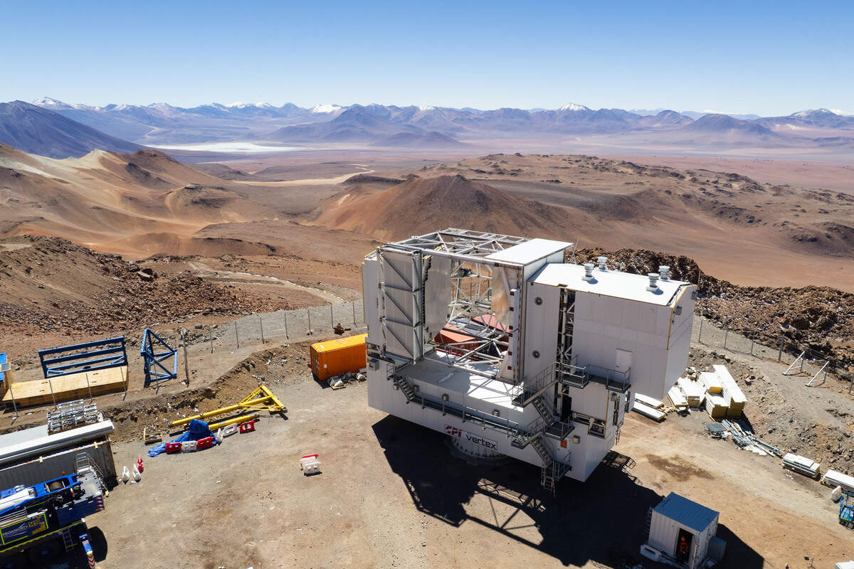 The Fred Young Submillimeter Telescope on Cerro Chajnantor in the volcanic Purico Complex, in the Atacama Desert of northern Chile.