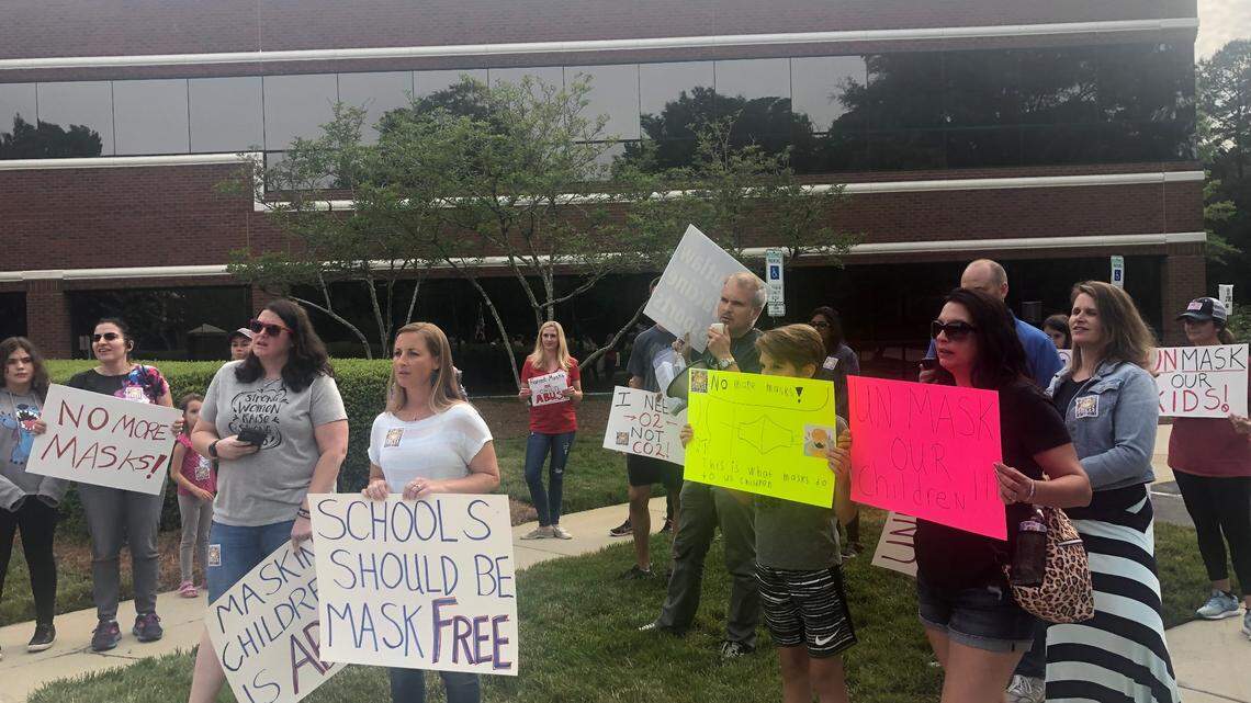 ‘Let them breathe.’ Some protesters call on NC, Wake to end school face mask mandate.