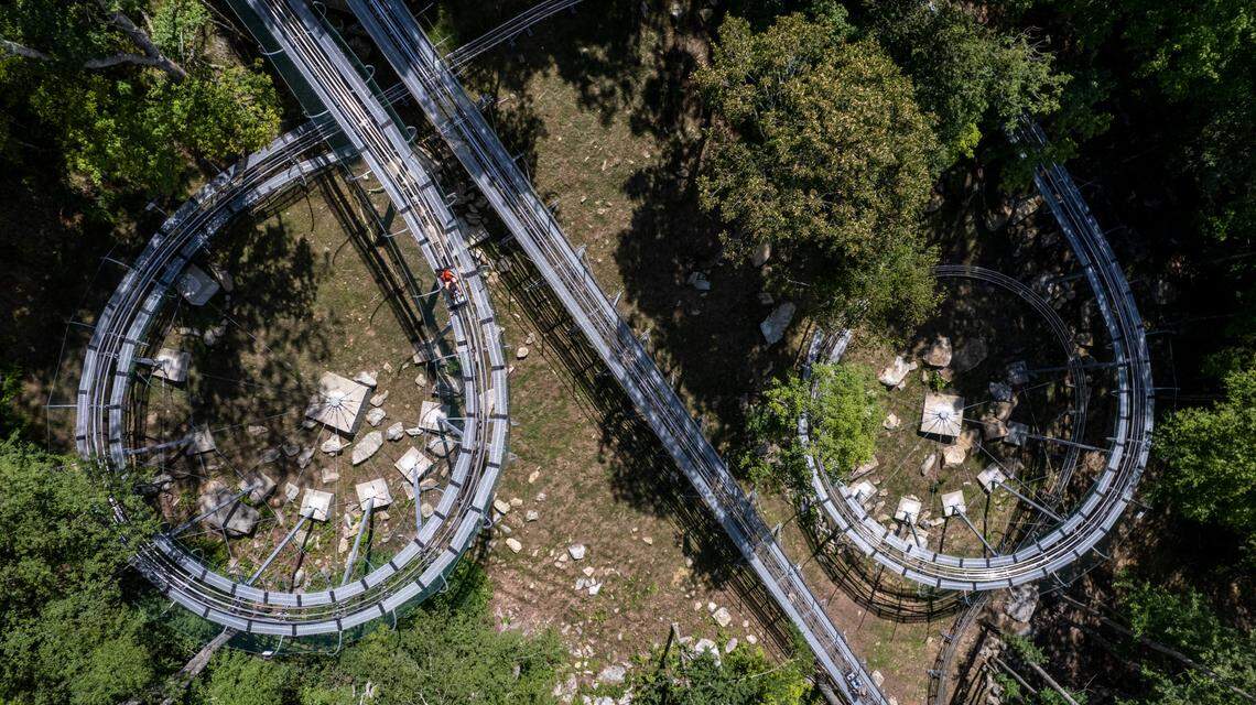 The Wilderness Run Alpine Coaster in Banner Elk features a 770 foot ascent followed by a 3,160-foot gravity propelled run.
