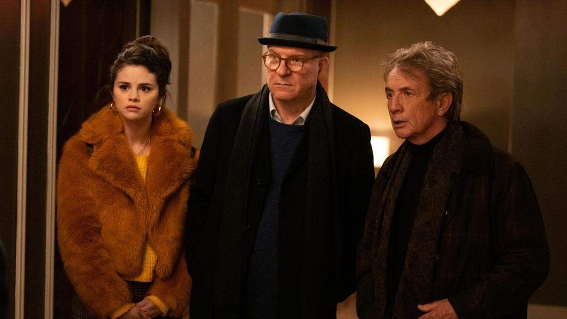 (L-R): Selena Gomez, Steve Martin and Martin Short star in the Hulu murder-mystery-comedy series “Only Murders in the Building.”