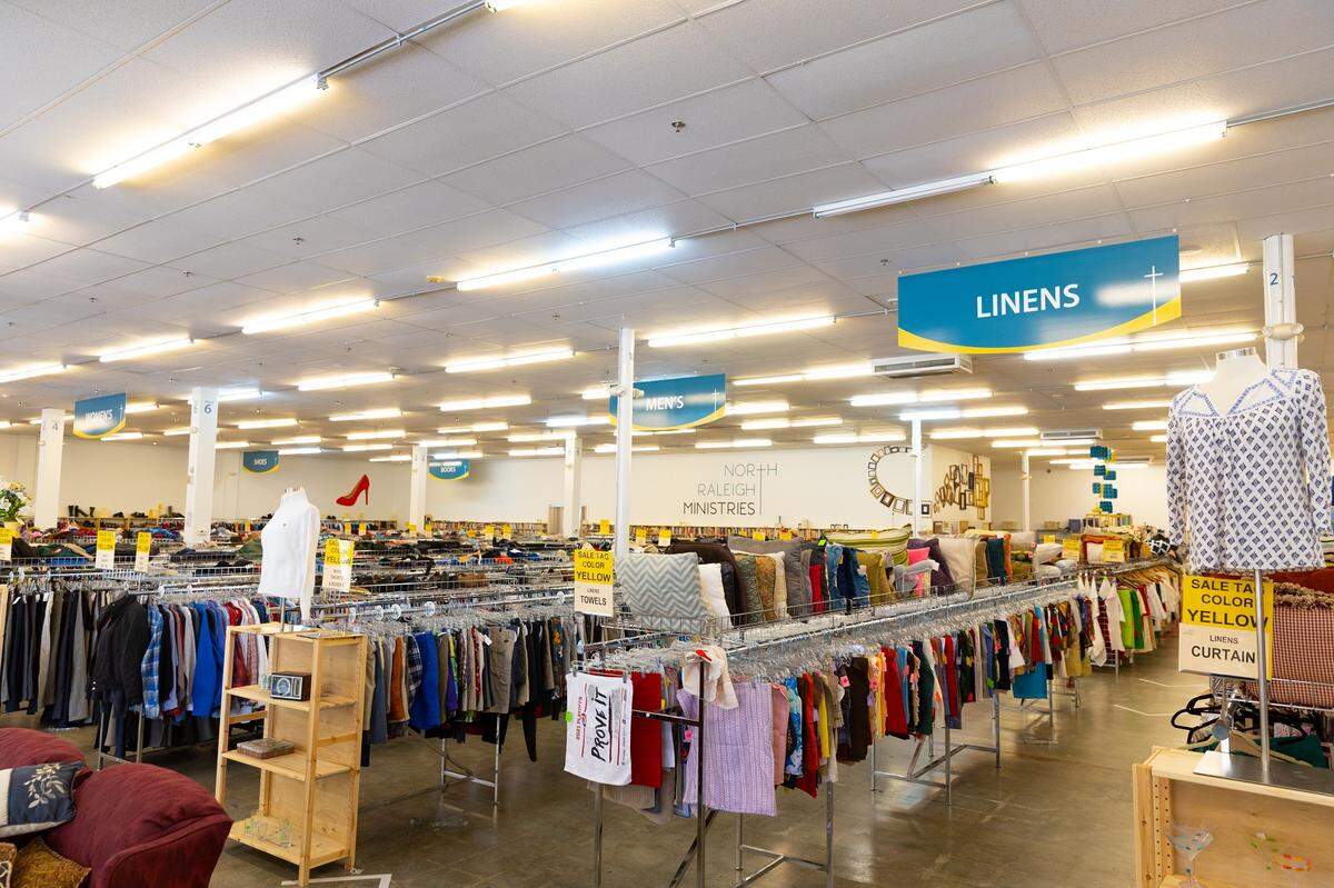 North Raleigh Ministries operates two thrift stores in Raleigh -- one on Strickland Road and one on Brentwood Road. The thrift stores are the primary revenue source that funds NRM’s crisis development center and food assistance programs, which includes a fully stocked food pantry.
