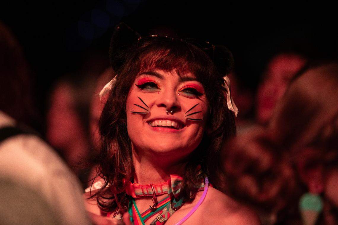 Rainbow Kitten Surprise in concert at Raleigh, N.C.’s Lenovo Center, Saturday night, Oct. 26, 2024.