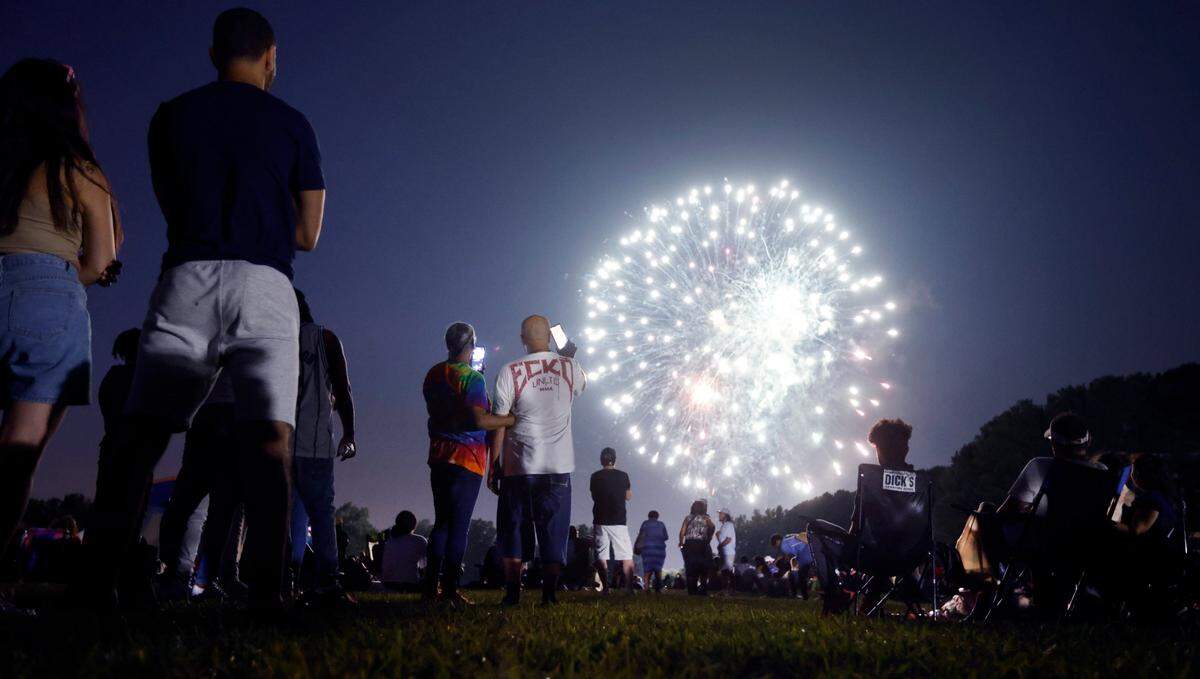 Fireworks light up the sky during Raleigh’s 4th of July fireworks display at Dorothea Dix Park in Raleigh, N.C., Monday, July 4, 2022.