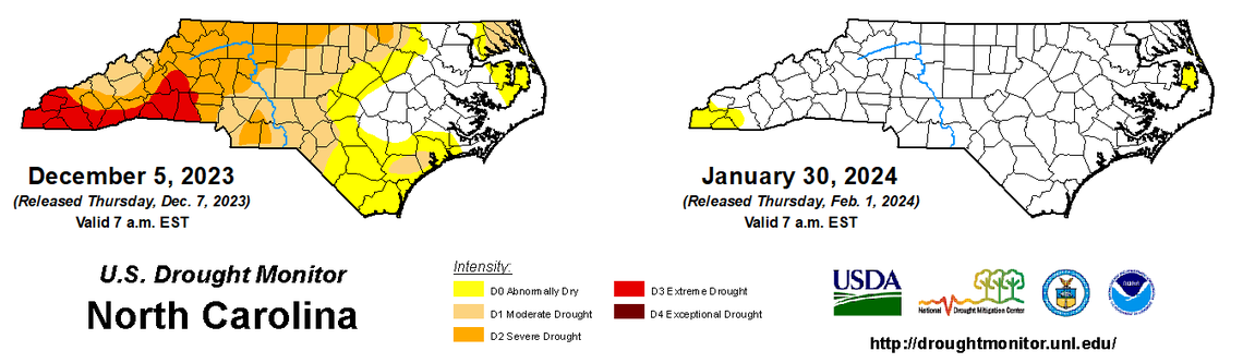 In early December, much of North Carolina was experiencing a drought. By Jan. 30, only five counties were “abnormally dry,” a major reversal thanks to what some are calling a “Super El Niño.”