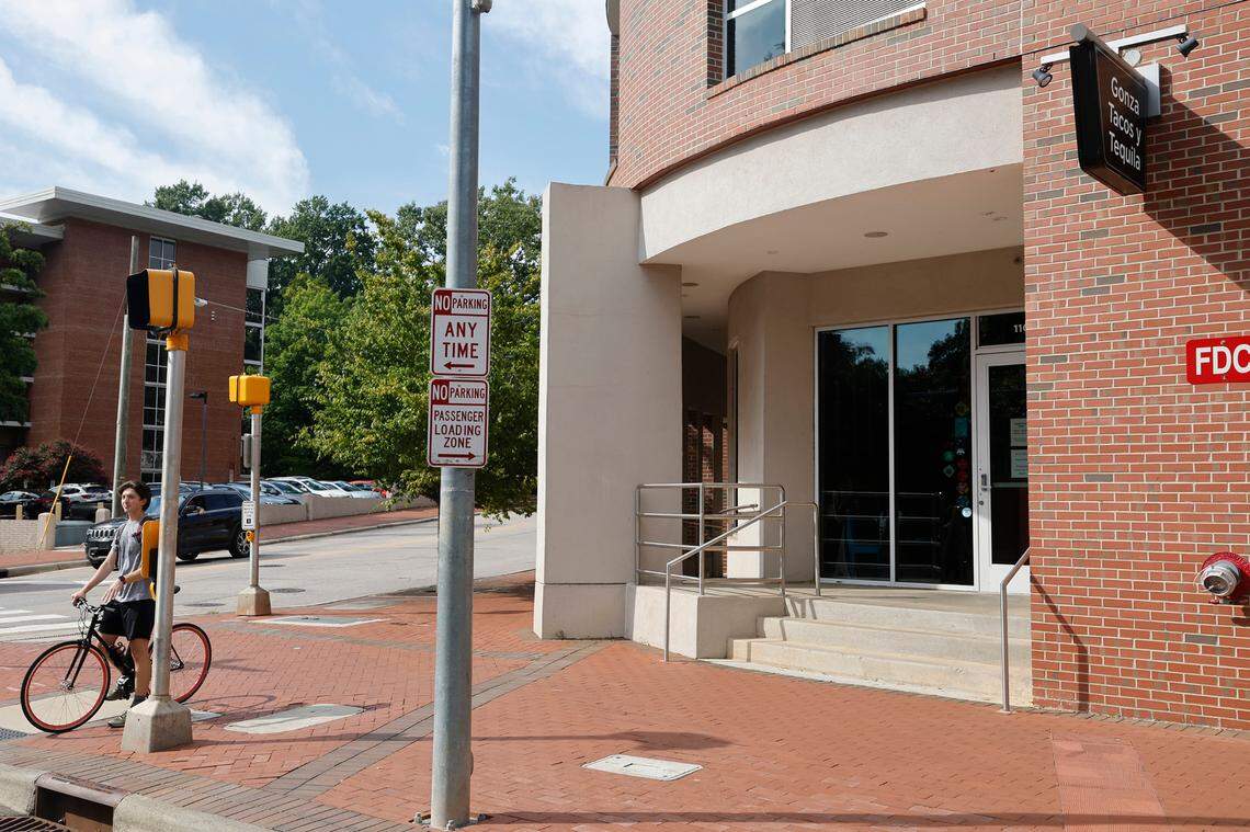 The corner of Enterprise and Hillsborough Street, where Sadlack’s Hereos building once stood, is now an Aloft Hotel and Gonza Tacos y Tequila. Photographed Tuesday, August 23, 2022.