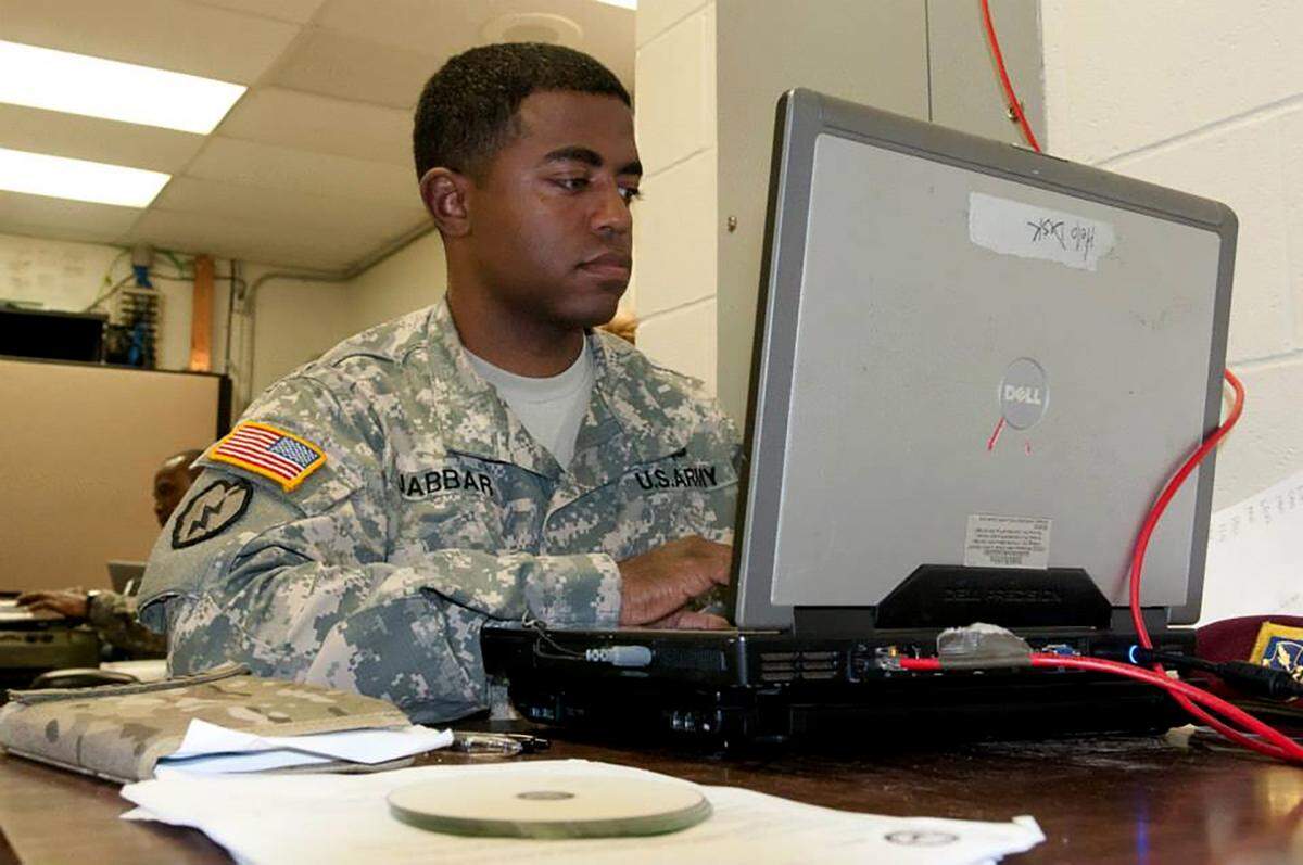 A photo from a 2013 press release via social media shows then-Staff Sgt. Shamsud-Din Bahar Jabbar, information technology team chief for the 82nd Airborne Division’s 1st Brigade Combat Team during training.