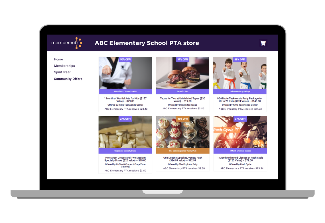 A screenshot of the new e-commerce store that MemberHub is adding to its platform.