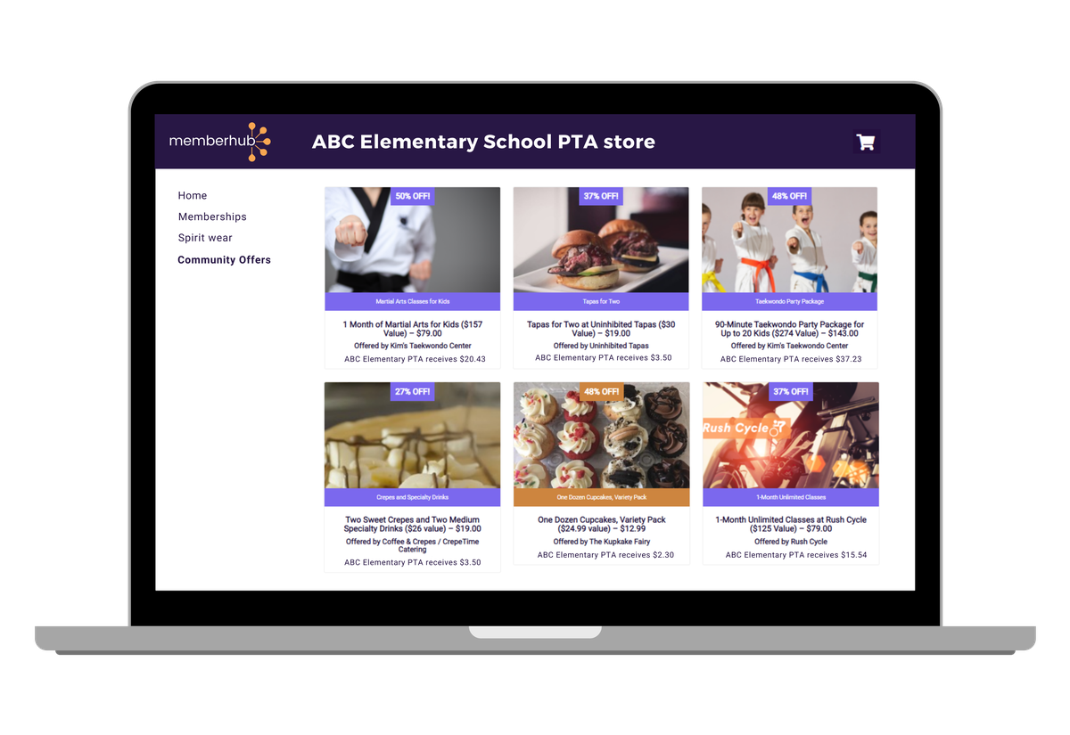 A screenshot of the new e-commerce store that MemberHub is adding to its platform.