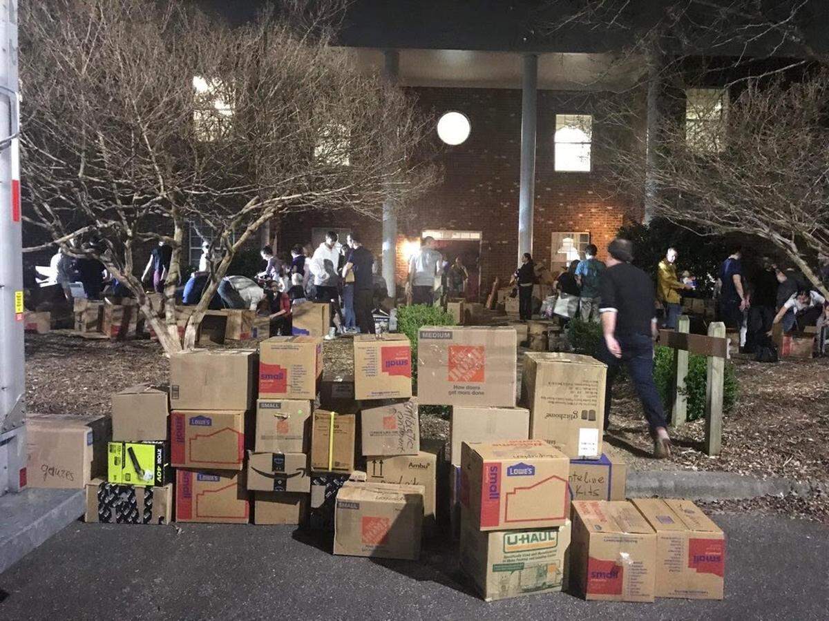 Ukrainians in the Triangle gathered on Thursday, March 3, to gather donated supplies and ship them to Ukraine.  Collection is ongoing, said Lyana Klymyuk Watson, a Ukrainian living in Apex.