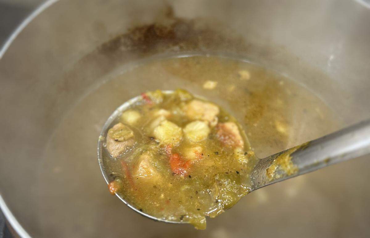 Hatch Burrito's green chile stew made with roasted Hatch green chile, rich pork stock and pork.