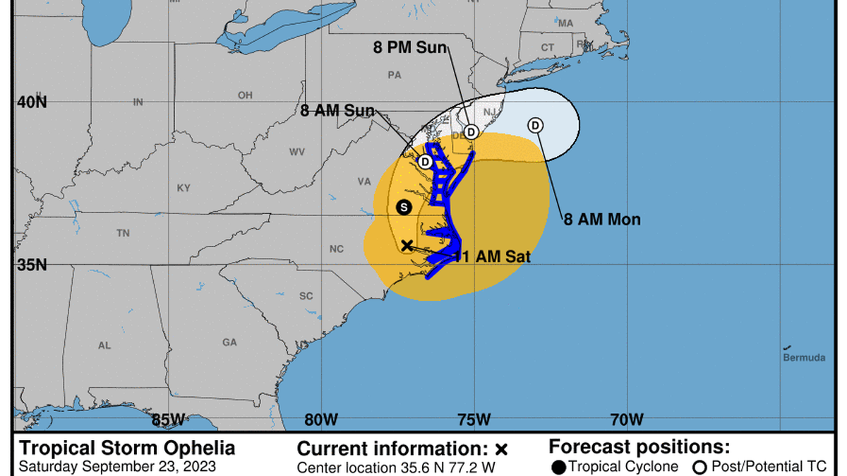 Tropical Storm Ophelia is bringing heavy rain and strong wind to most of Eastern North Carolina today, with the greatest impact east of Interstate 95.