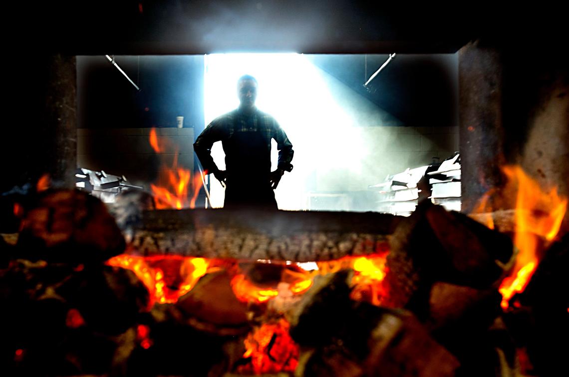 Sam Jones, owner of Sam Jones BBQ in Winterville, N.C., in the smokehouse he built next to his restaurant in 2016. Jones is part of the 6-generation family who has been cooking Eastern North Carolina-style BBQ for generations.