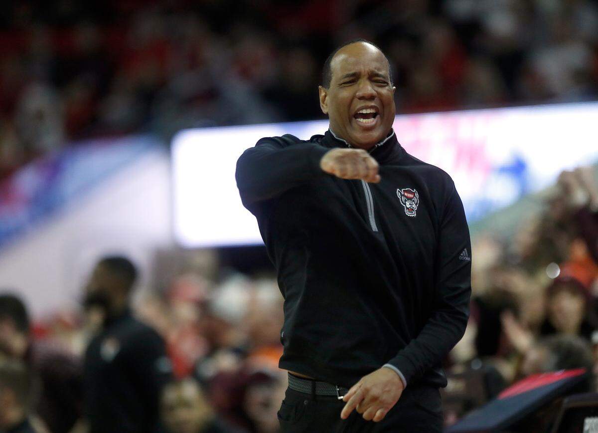 N.C. State’s Kevin Keatts reacts during the second half of the Wolfpack’s 84-78 loss to Virginia Tech on Saturday, Jan. 20, 2024, at PNC Arena in Raleigh, N.C.