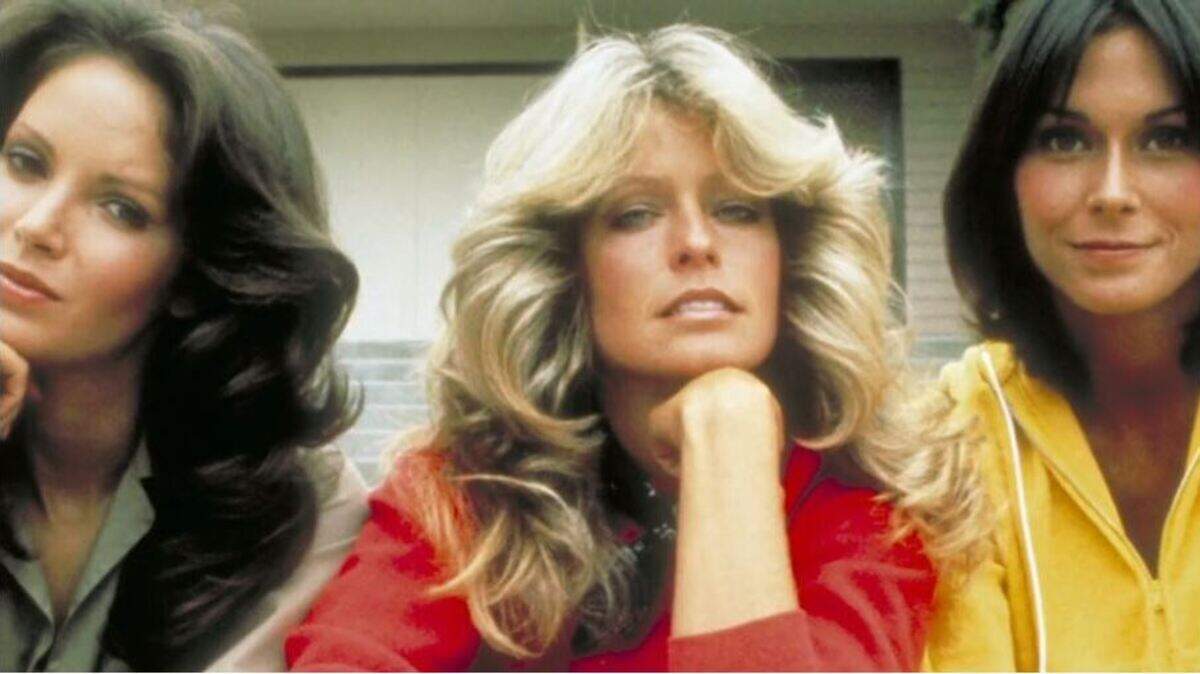 Farrah Fawcett, center, with “Charlie’s Angels” co-stars Jaclyn Smith, left, and Kate Jackson, from the A&E documentary “Farrah Fawcett Forever.”
