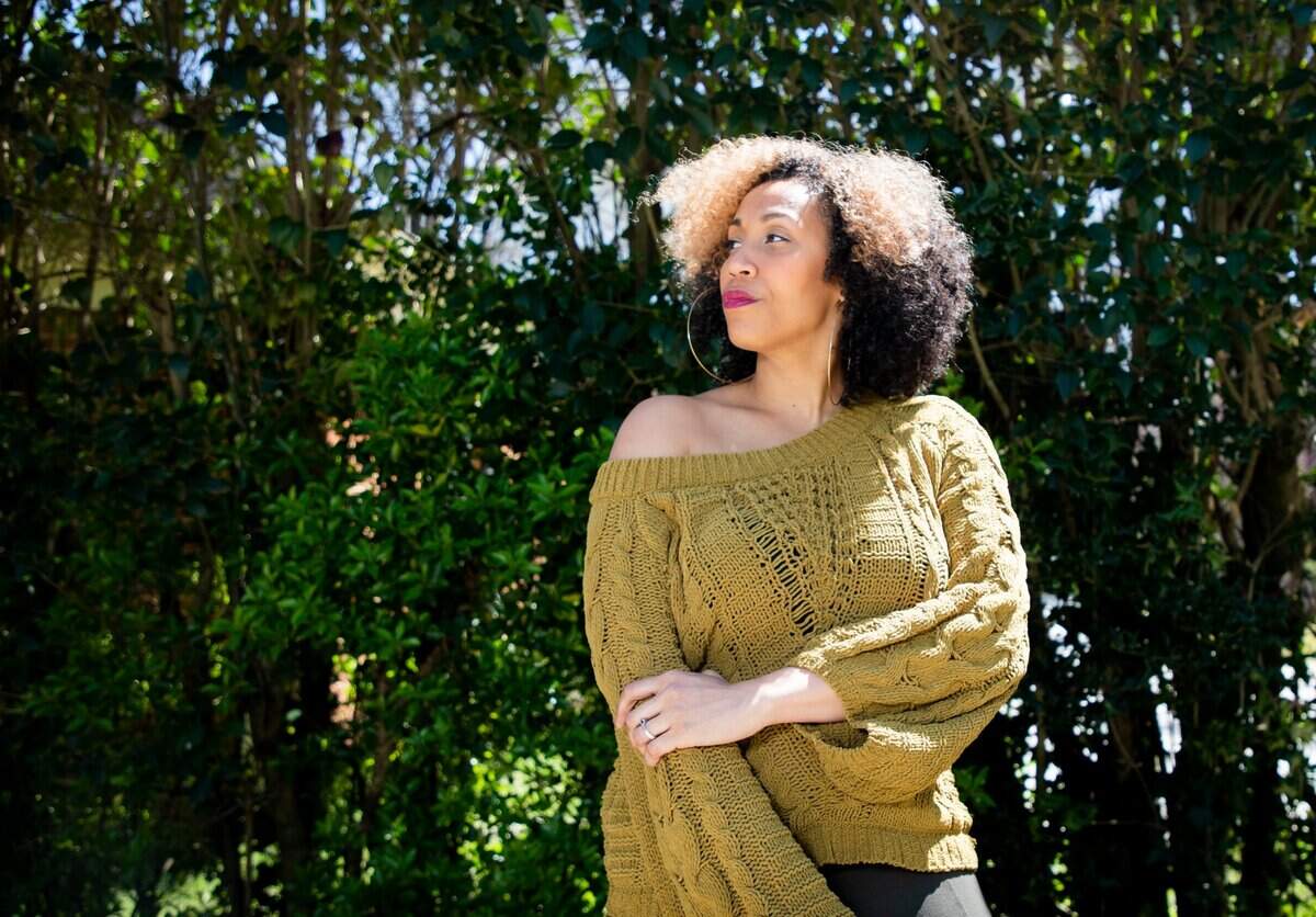 Country music artist Rissi Palmer stands for a portrait outside her home, on Monday Mar. 29, 2021, in Durham, N.C.