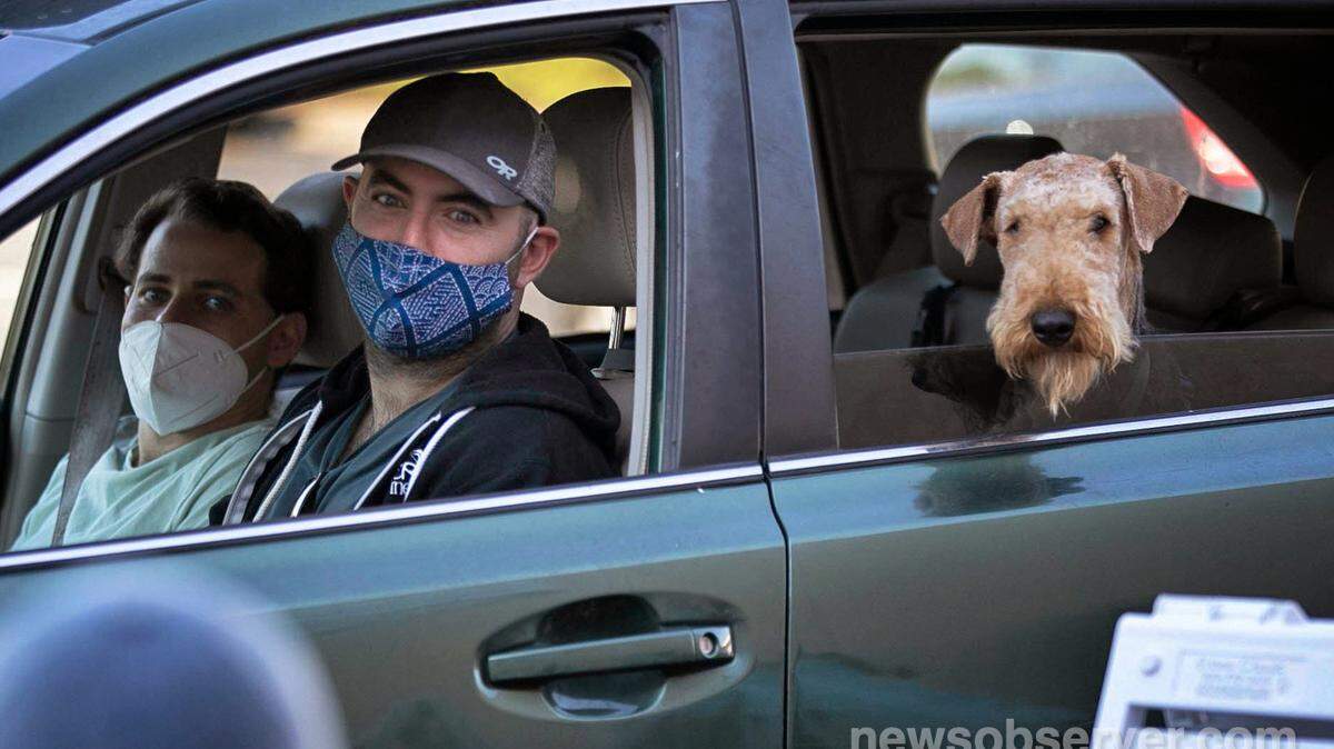 Drive-thru COVID testing in Durham, N.C. Saturday, Nov. 21, 2020.  Photo by Robert Willett #covid #coronavirus #nc #durham #testing #masks #dogs