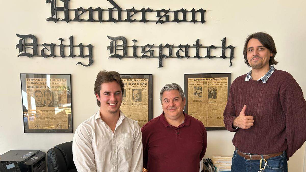 Graham Noble, Gary Band and Tyler Davis make up the entire staff of The Daily Dispatch in Henderson, and all three took home NC press awards this year. “We’re still here,” said Davis, “as long as we can pay the rent.”