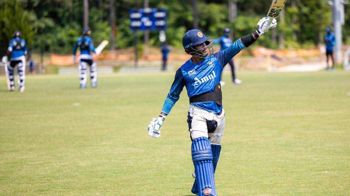 Playersr from the Sri Lankan Lions cricket team practice at Church Street Park in Morrisville on Thursday, May 23, 2024. The team is using the park to prep for the upcoming Cricket World Cup.