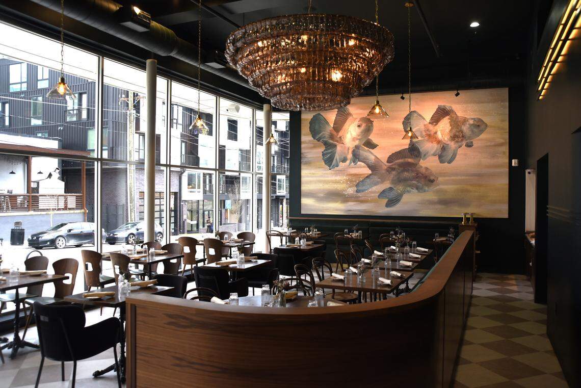 The dining room at Delancey Tavern in Durham.