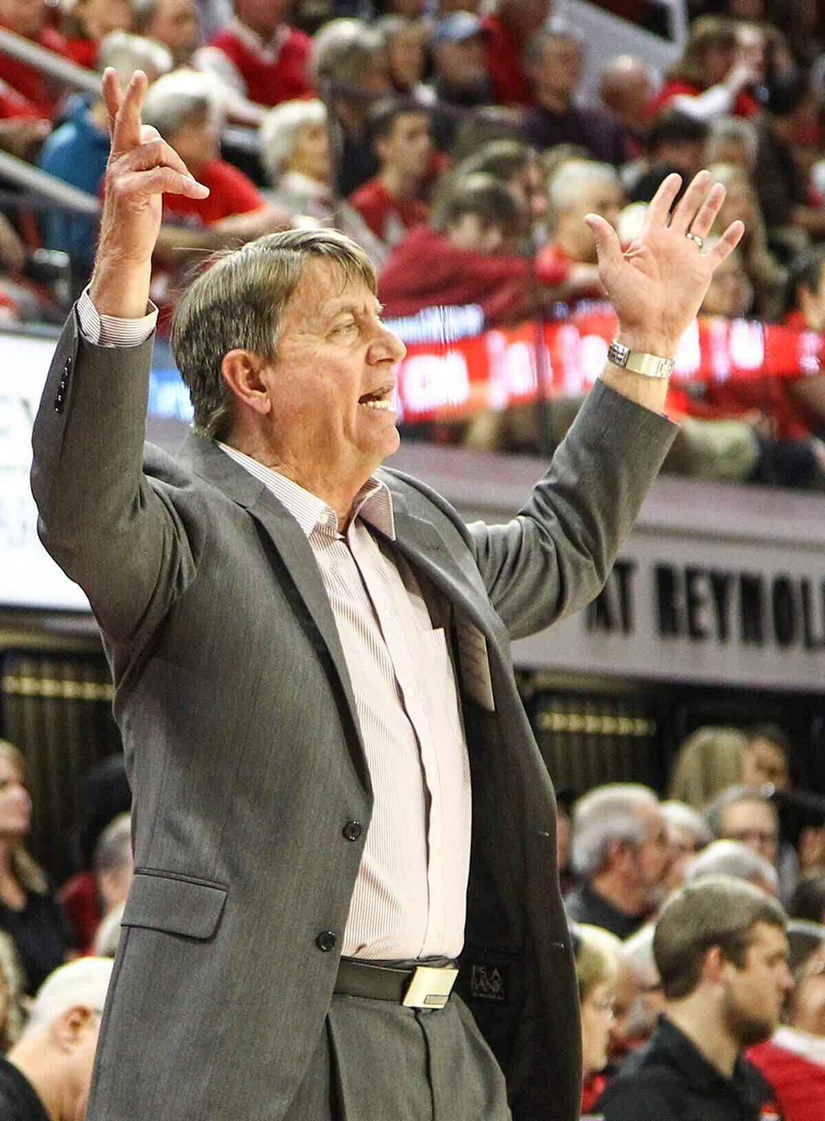 N.C. State women’s basketball head coach Wes Moore talks to his players during the Wolfpack’s January 3, 2019 victory over Duke at Reynolds Coliseum in Raleigh.
