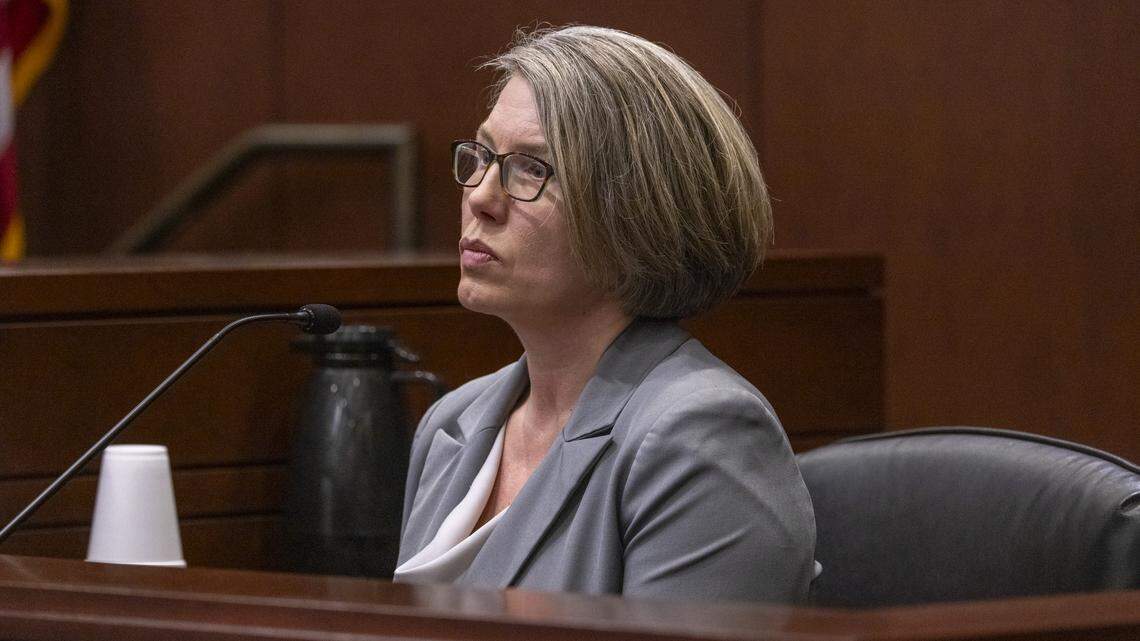 Karie Gibson, chief of the FBI Behavioral Analysis Unit, testifies during the sentencing hearing for Austin Thompson, 18, on Friday, Feb. 6, 2026, in Wake County Superior Court in Raleigh. Thompson previously pleaded guilty in the 2022 mass shooting in the Hedingham neighborhood that killed five people.