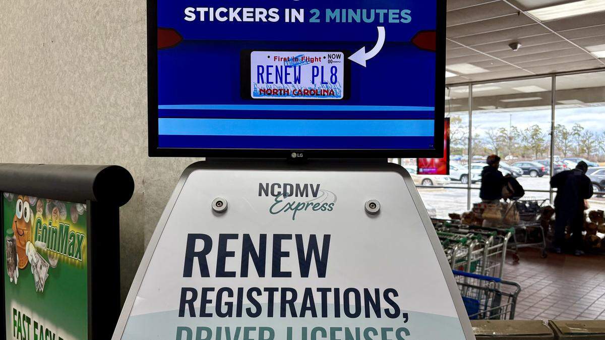 The DMV kiosk at Carlie C’s in Raleigh on Feb. 16, 2025.