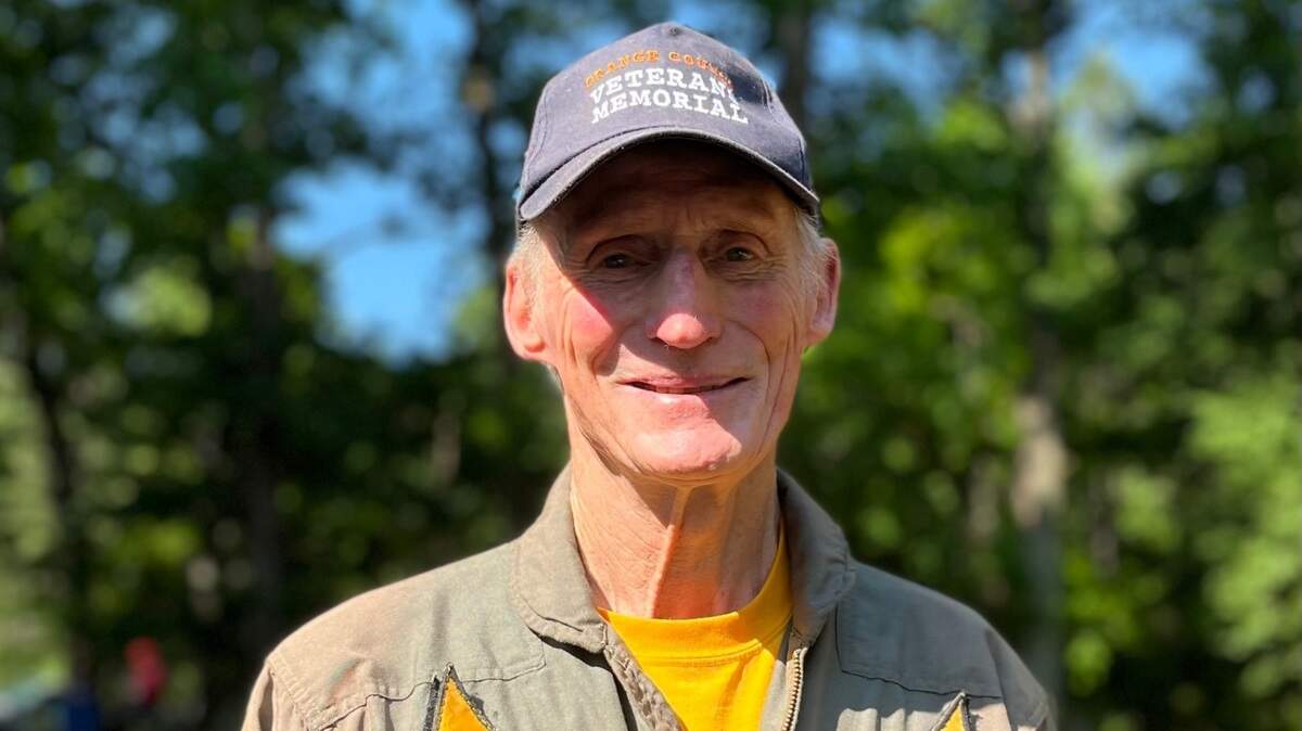 Retired naval aviator Captain Ted Triebel will be inducted in the inaugural class of the North Carolina Military Hall of Firsts on June 4, 2022, the state’s Military Appreciation Day. He is pictured after speaking at a Memorial Day ceremony at the Orange County Veterans Memorial site on May 30, 2022.