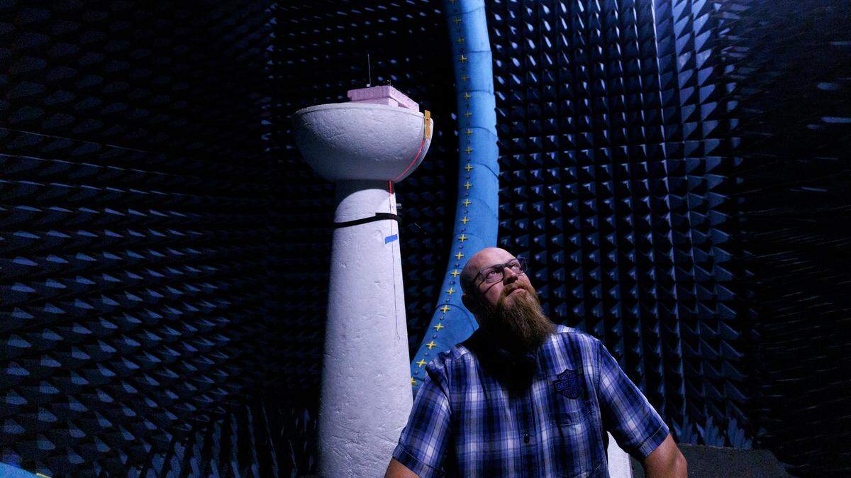 Jordan Stearns is the operations manager at the Wireless Research Center of NC in Wake Forest. The center has five “anechoic” chambers that are used to shield items being tested - from smart watches to communications satellites - from outside radio waves.