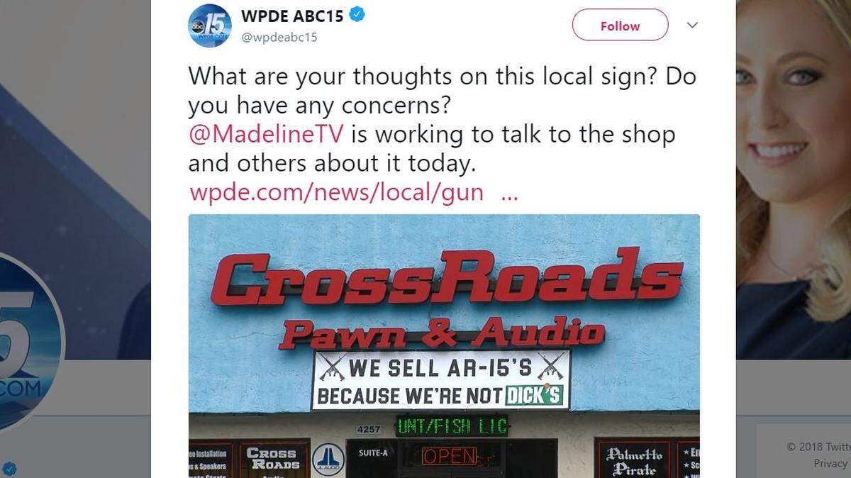 Screen shot of WPDE  tweet